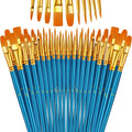 Paint Brushes Set, 24 Pack 240 Pcs Round-Pointed Tip Paintbrushes Nylon Hair by LIDCOM