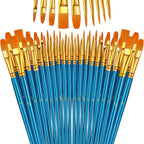 Paint Brushes Set, 5 Pack 50 Pcs Round-Pointed Tip Paintbrushes Nylon Hair by LIDCOM