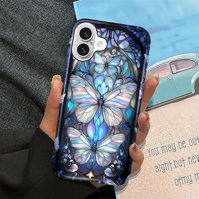 ZHEGAILIAN Case for iPhone 16 Plus, Stained Glass Butterfly Aesthetic Durable - Image 5