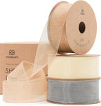 Vitalizart Organza Sheer Ribbon 1 inch x 30 Yd Cream White Rose Gold & Silver by Vitalizart
