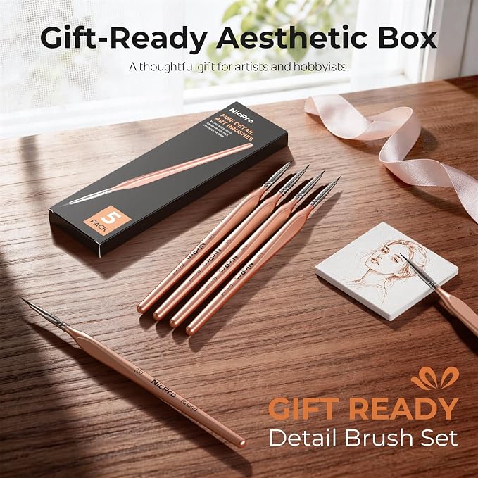 Nicpro Detail Paint Brushes 5 PCS Aesthetic Extra Fine Tip 000 Professional - Image 6
