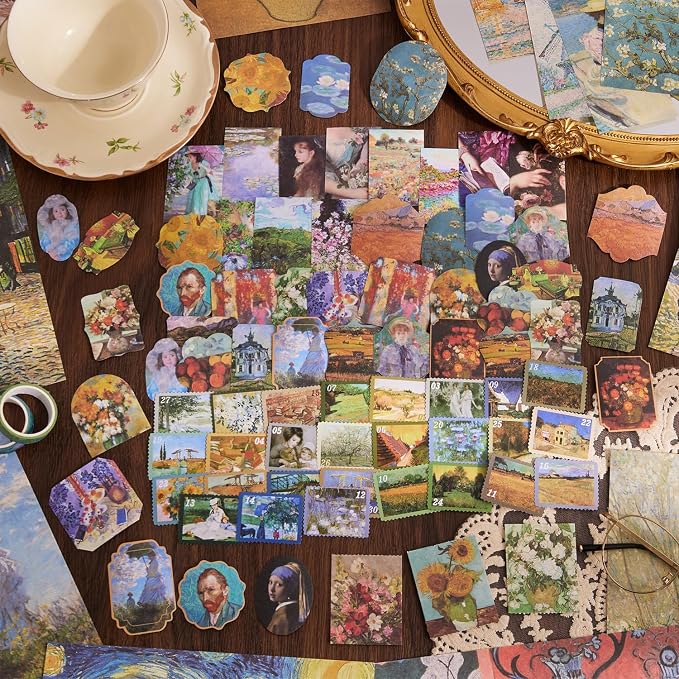 Scrapbooking Supplies Kit Plus 480Pcs, Vintage Van Gogh Oil Painting Aesthetic - Image 8