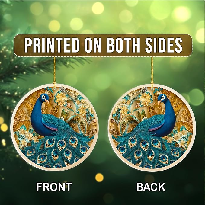3D Effect Printed Peacock Acrylic Ornament, Peacock Hanging Ornaments - Image 7
