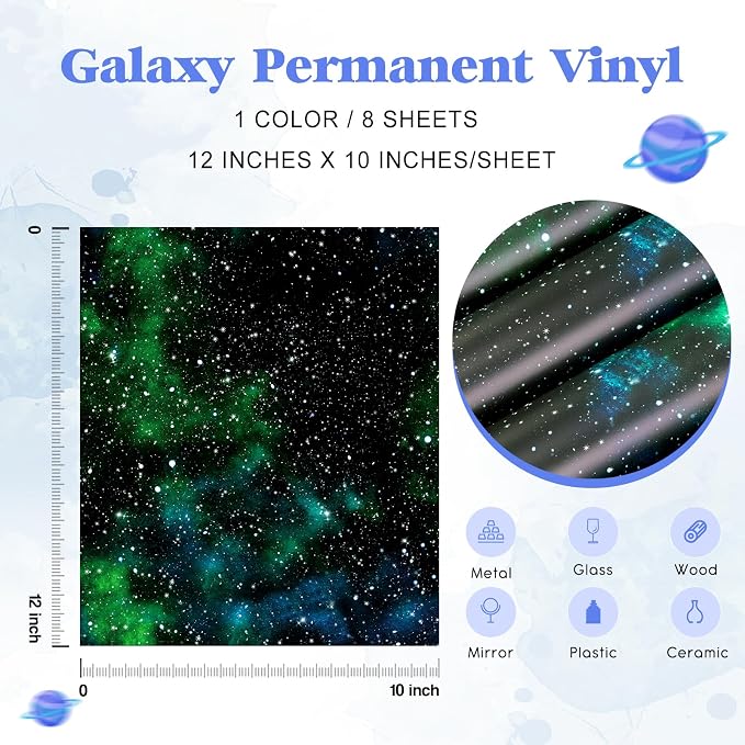 Tintnut Galaxy Permanent Vinyl 8 Sheets 12x10in Black Green Adhesive Vinyl | - Image 2