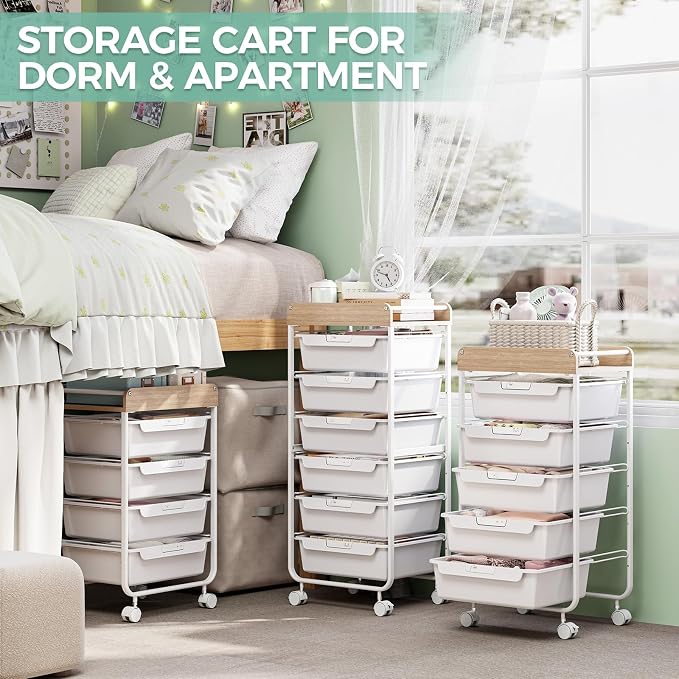 Utility Cart with Drawers, Craft Cart with 5 Drawers, Art Supply Organizer - Image 9