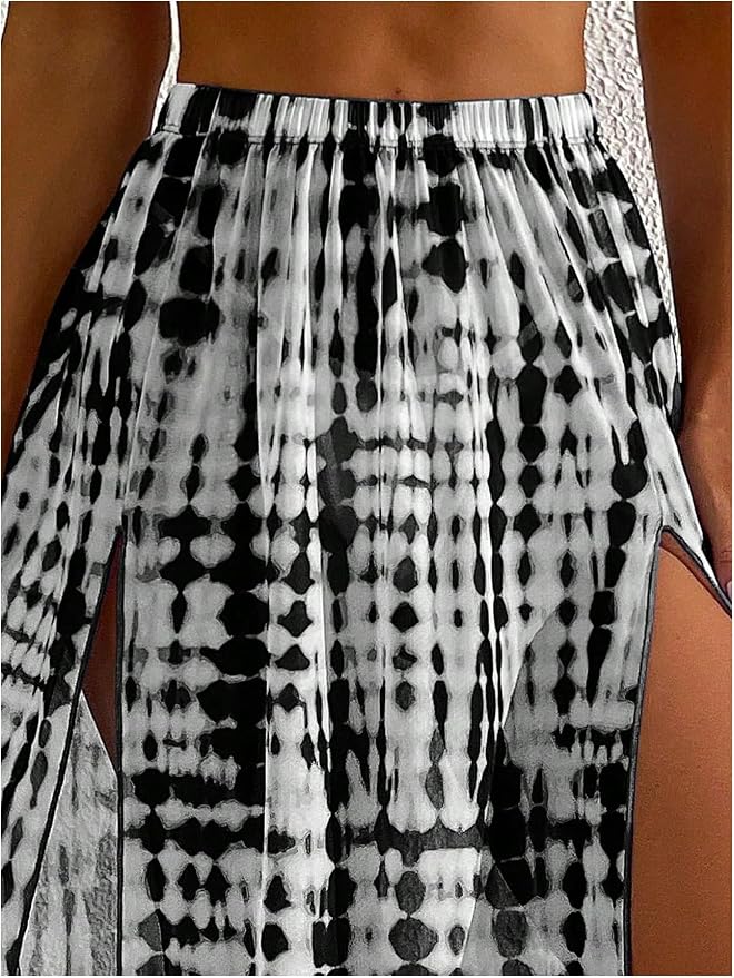 SHENHE Women's Swim Cover Up Skirt High Slit Tie Dye Beach Coverups Long Flowy - Image 4
