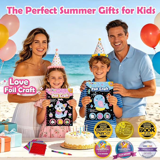 FUNNYB&G Foil Art Craft Kit for Girls 4-10 Years Old: Mess-Free & No-Glue - Image 7