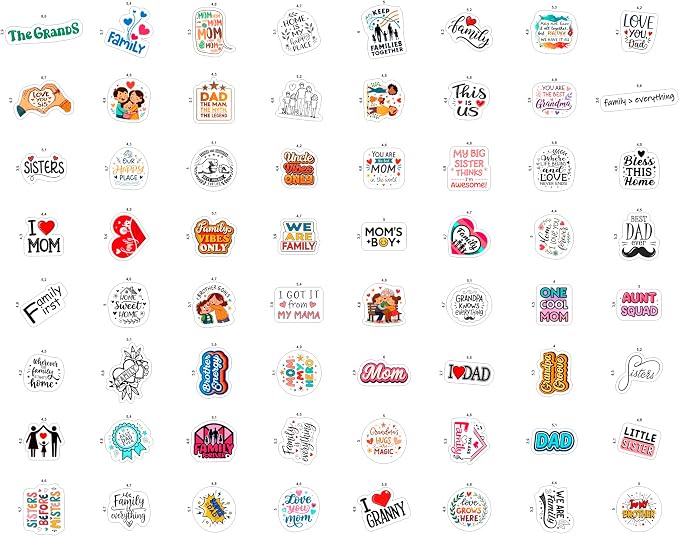 100Pcs Family Stickers for Scrapbooking, Water Bottle - Image 4