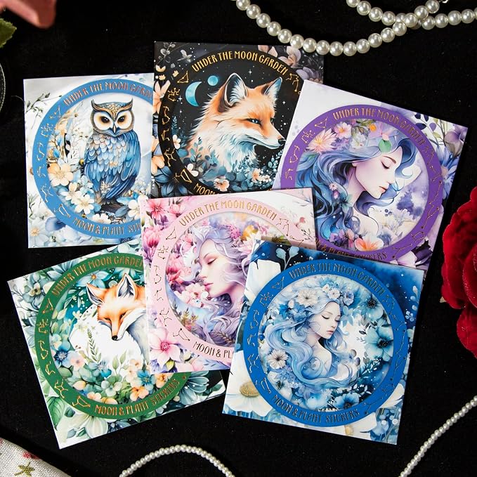 120Pcs Fantasy Moon Flower Scrapbook Stickers - Image 2