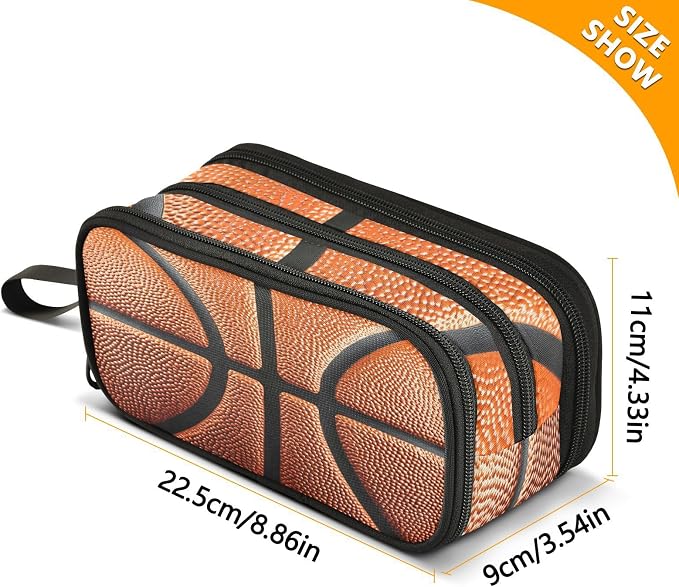 Basketball Ball Skin Pencil Case Box Boys Girls Large Pencil Pouch Zipper - Image 7