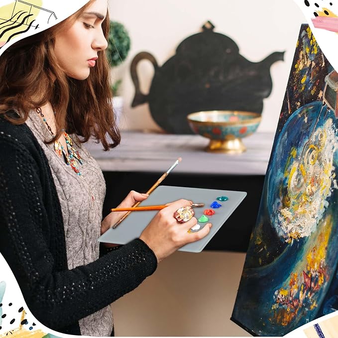 Nuanchu 2 Set Handy Glass Oil Paint Palette, Keeps Paint Fresh - Image 6