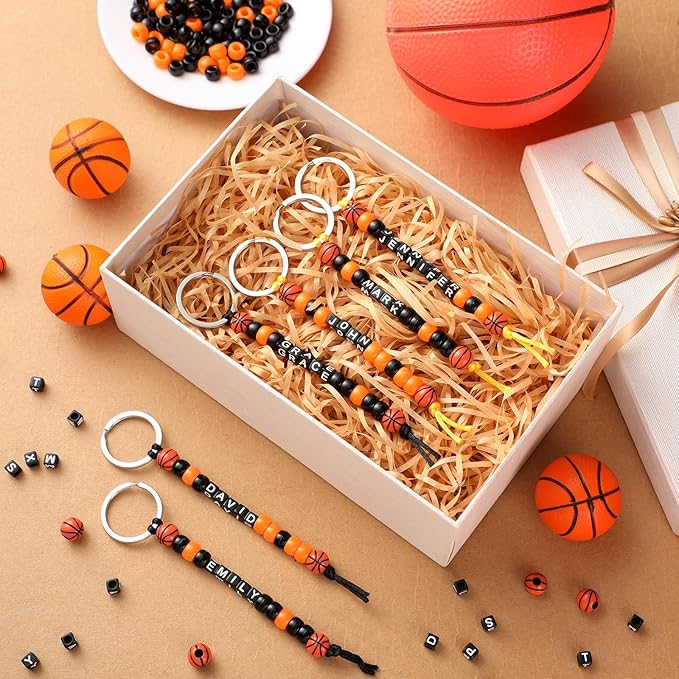 Landical 564 Pcs Basketball Keychain Making Kit DIY Basketball Bead Key Chain - Image 3
