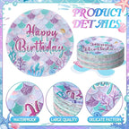 Funnymoom 60 Pcs Mermaid Birthday Party Decor 7 Inch Mermaids Dessert Paper - Image 3
