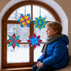 Ayhuhra 30 Sets Winter Snowflake Wind Chime Suncatchers Craft Kits DIY Window - Image 5
