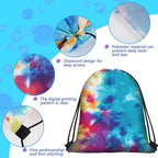 Shappy 24 Pcs Tie Dye Drawstring Backpack, Goodie Treat Bags, Colorful Sport - Image 4