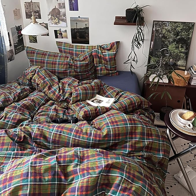 mixinni Buffalo Plaid Duvet Cover Set Twin Size - Image 2