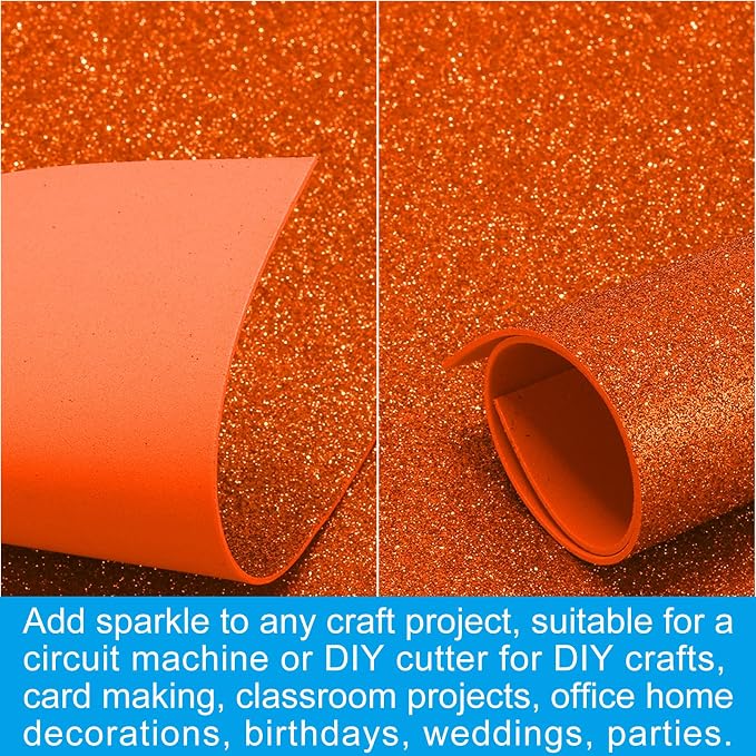PATIKIL 30Sheets Orange EVA Glitter Foam Sheet 11.8 x 7.9 Inch 2mm Thick - Image 5