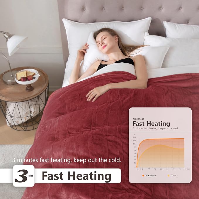 Wapaneus Foot Pocket Heated Blanket Electric Throw - Image 3