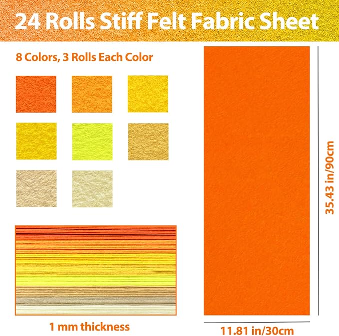 24 Pcs 11.8 x 35.4 Inch Wool Blend Felt Sheets - Image 2