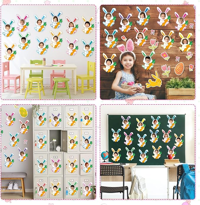 60pcs Easter Bunny Theme Cutouts Easter Bulletin Board Decorations Spring - Image 7