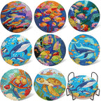 EWJRNSF 8 PCS Small Diamond Art Coasters Kits, Diamond Painting Coasters by EWJRNSFDiamondPainting