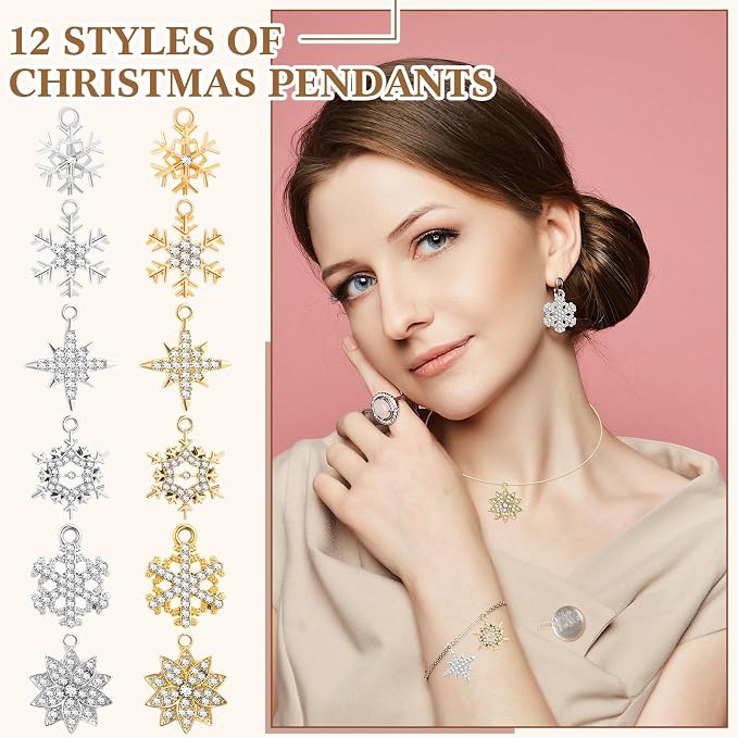 Landical 50 Pcs Winter Snowflake Charms - Image 3