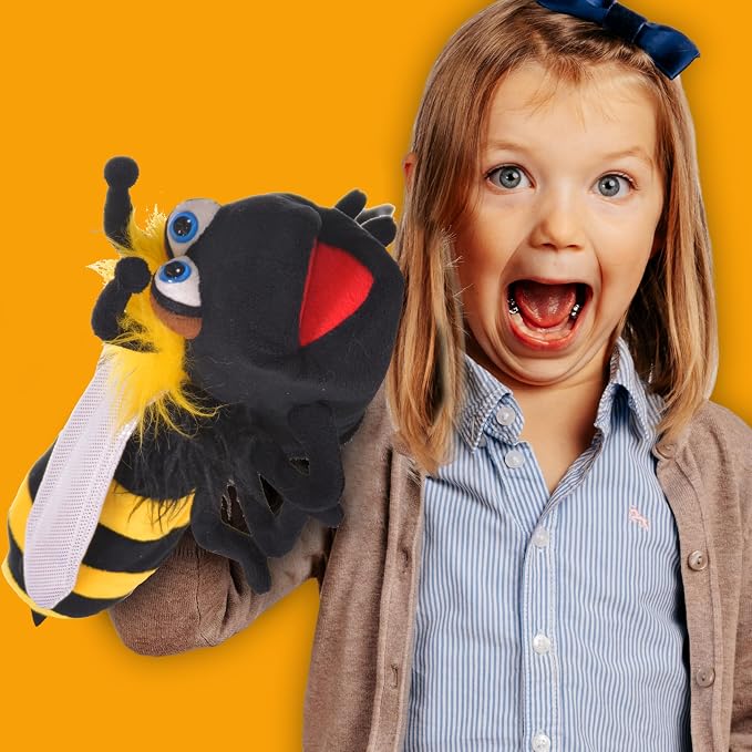 Playful Minds Living Puppets Biz Bumble Bee Hand Puppet – 14 Inch Plush Bee - Image 3