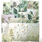 20 Sheets Vintage Green Plants Flower Scrapbook Paper 3 Sheets Embossed - Image 6