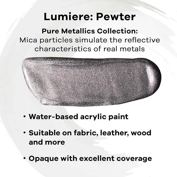 Jacquard Lumiere 8oz Fabric Paint Pewter - Image 2
