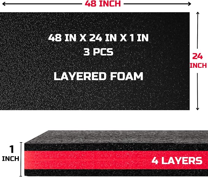 ONREVA Tool Box Foam 48x24x1 inch 3Pack, Foam Inserts - Image 3