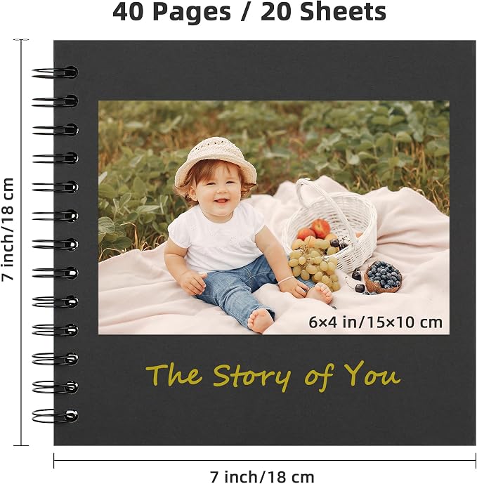 Yopih 7x7 Inch DIY Scrapbook Photo Album, Hardcover Kraft Paper Acid-Free - Image 2
