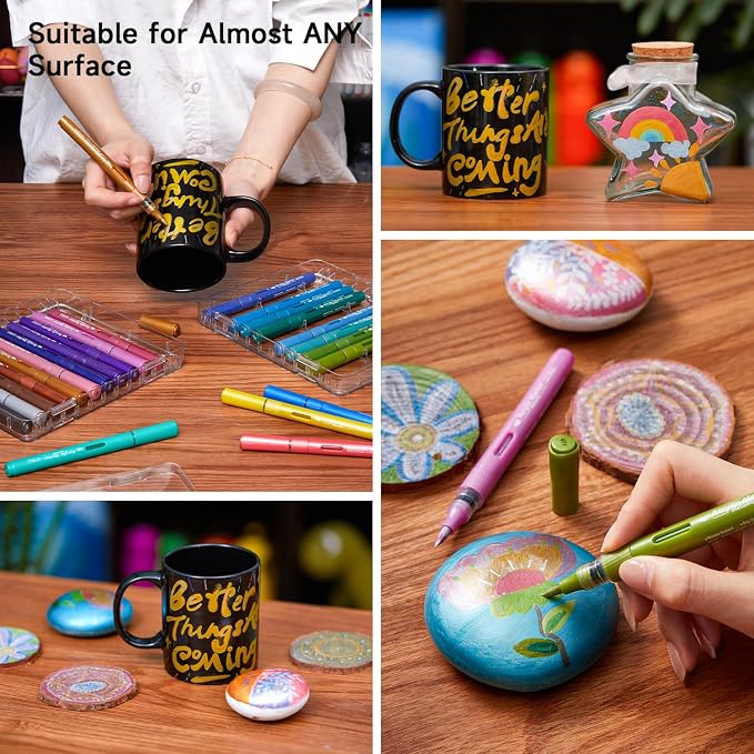 Shuttle Art Automatic Ink Control Acrylic Paint Markers, 24 Metallic Colors - Image 9