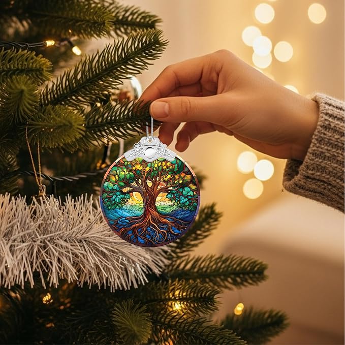 Christmas Ornaments 2025 Faux Stained Glass Effect, Christmas Tree Ornaments - Image 2
