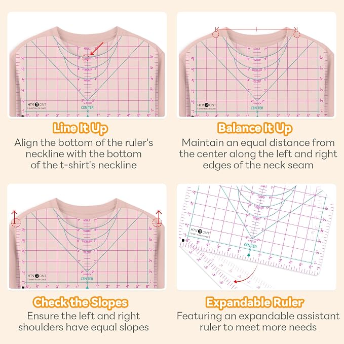 HTVRONT Tshirt Ruler Guide for Heat Press, Vinyl Alignment, Center Design | For - Image 5
