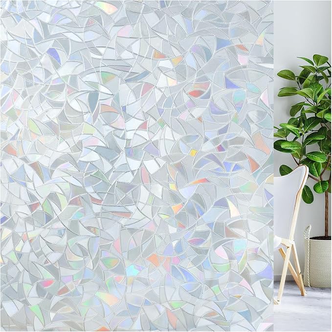 LUTE Rainbow Window Privacy Film, Stained Cling, 35.4" x 78.7" | 3D Decorative by LUTE