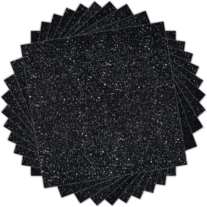 HTVRONT Black Glitter HTV Heat Transfer Vinyl, 11 Pack, Silhouette & Heat Press by HTVRONT