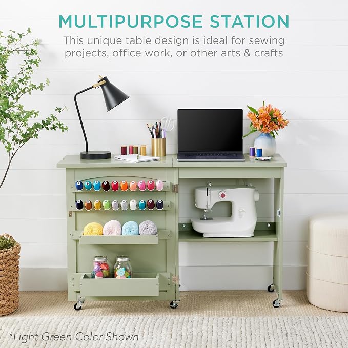 Best Choice Products Folding Sewing Table Multipurpose Craft Station & Side Desk - Image 4