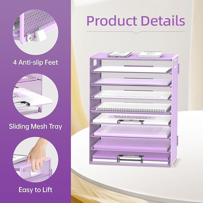 DALTACK 9-Tier Paper Letter Tray Desk Organizer - Image 5