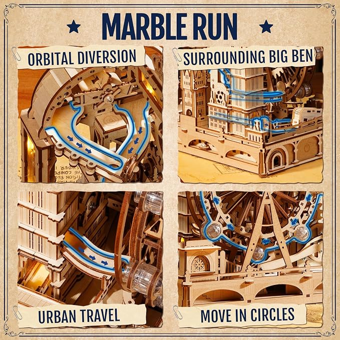 ROKR 3D Wooden Puzzles for Adults, Marble Travel London, 431Piece 3D Puzzles - Image 7