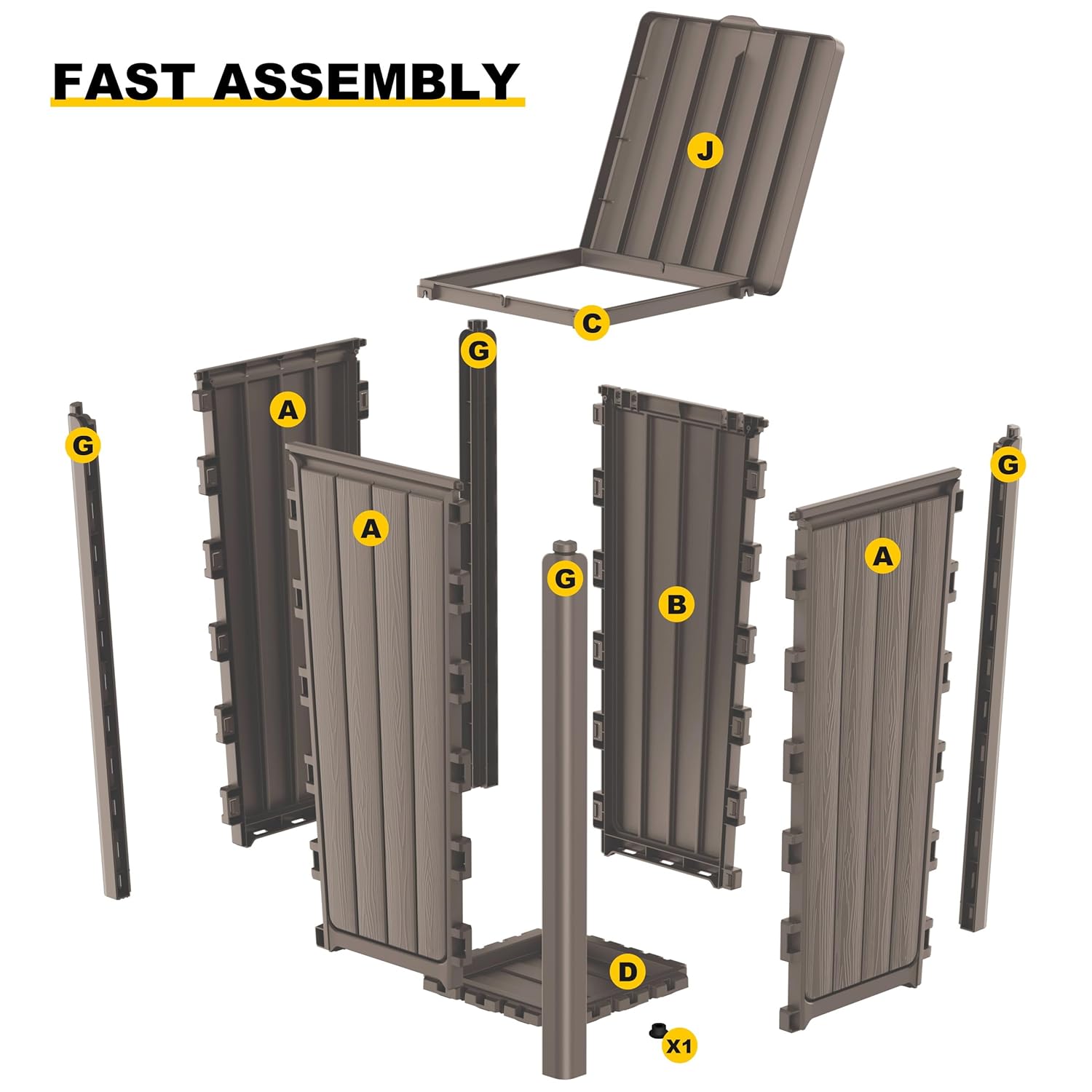 EasyUp Outdoor Trash Can with Lid, Waterproof and Sunscreen Resin Garbage Cans, Outside Trash Bin for Patio, Kitchen, Deck or Backyard(Grey)