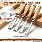 GREBSTK 4-Piece Ultra-Sharp Wood Chisel Set, CR-V Steel Beveled Blades - Image 5