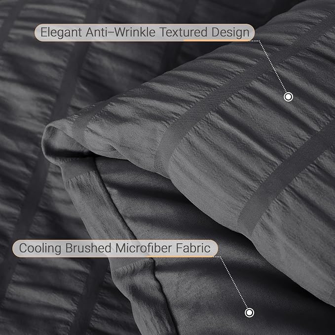 MUXHOMO 7 Pieces California King Comforter Set, Seersucker Bed in a Bag Cal - Image 6