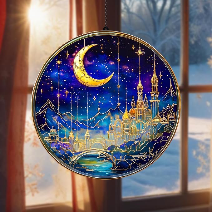 Fantasy Starry Acrylic Suncatcher Window Hanging Book Reader Gift Bookshelf - Image 4