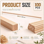 100pcs Basswood Strips 1/8 x 1/8 x 24 Inch Balsa Wood Strips Natural Wood - Image 2