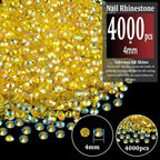 4000pcs 4mm Resin Rhinestones Bulk, Transparent Lemon Yellow AB Flatback Round - Image 2
