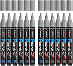 Overseas 12 Pack Silver Acrylic Paint Pens Permanent Markers, Medium Tip | by Overseas