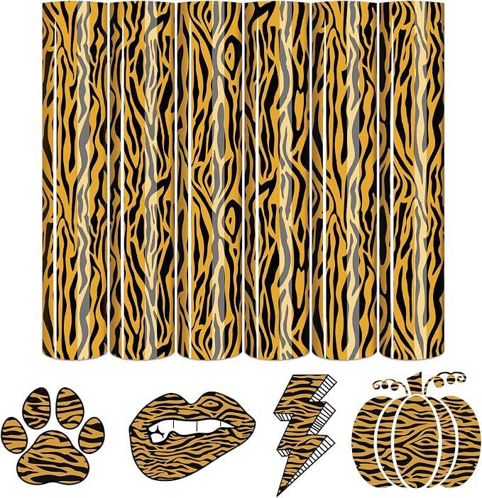 Tintnut Tiger Stripe Heat Transfer Vinyl, 6 Sheets 12" x 10" Iron on Vinyl | by Tintnut