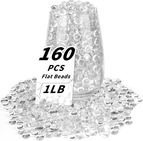 1 LB Clear Flat Glass Beads, 160-180PCS Small Glass Marbles, Mini Flat Round by Foncomy