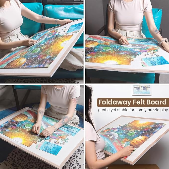 Jigsaw Puzzle Board for 1000 Pieces, Foldable Puzzle Board, 31.5" x 24" Felt - Image 6