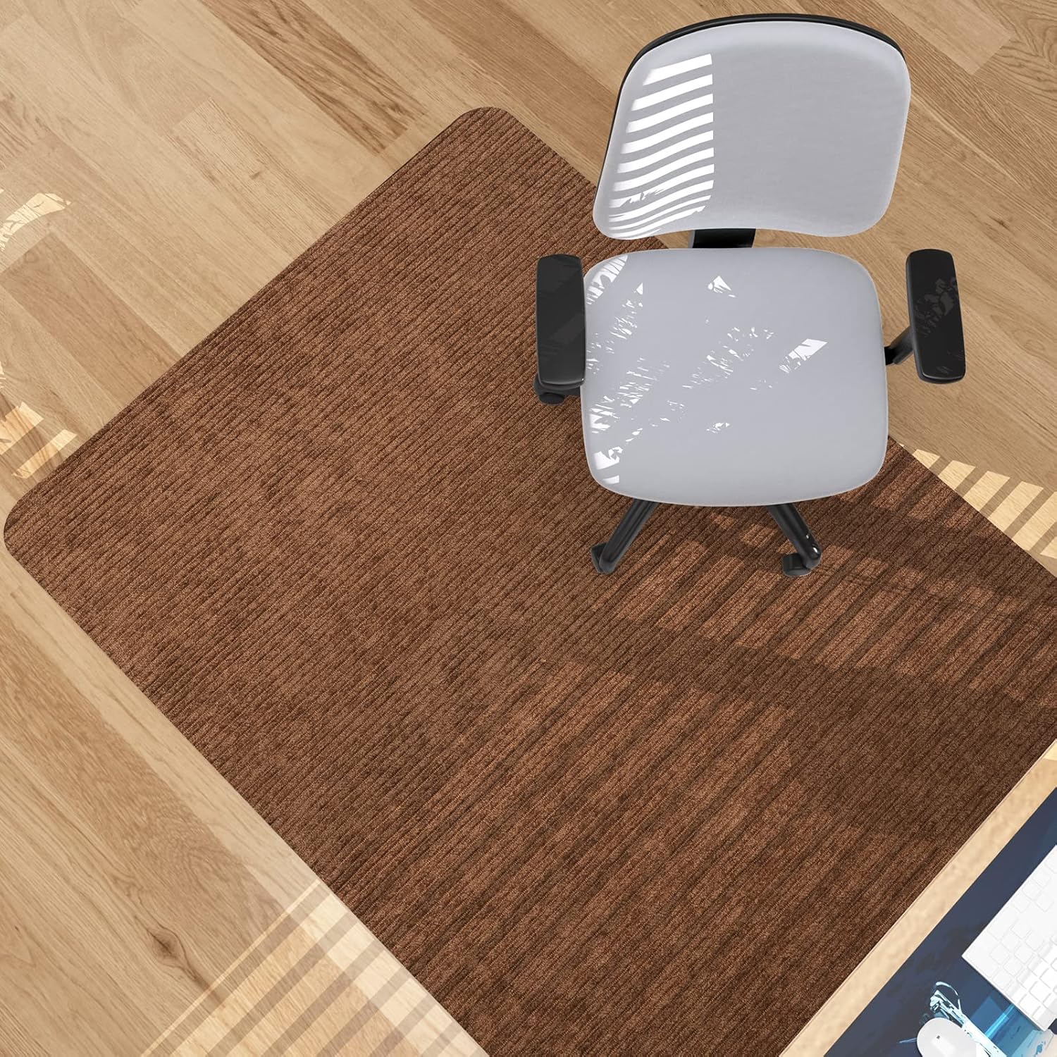 Placoot Desk Chair Mat for Hardwood Floor Corduroy Surface 1/6" Thick 55"x35" Office Chair Mat for Rolling Chairs-100% Large Anti-Slip Backing Under Desk Low-Pile Office Rug Floor Mat for Office/Home